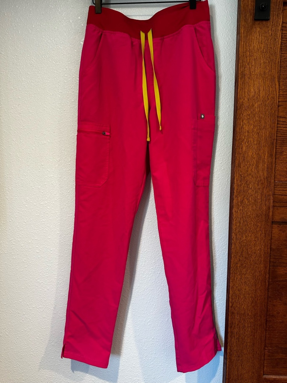 Figs Women's Hot Pink Yola Skinny Srub Pants Size Medium, Tall Length